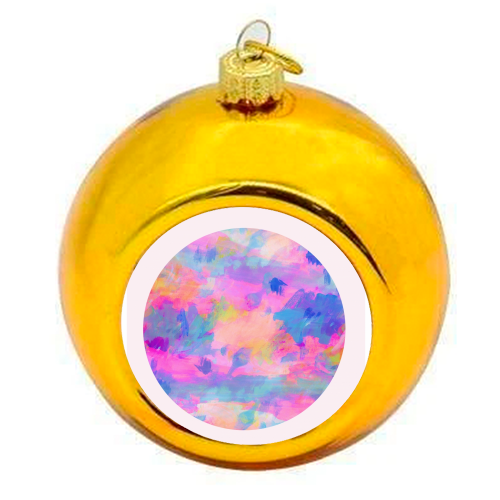 Cream Puff - Modern Abstract - colourful christmas bauble by Cassie Swindlehurst