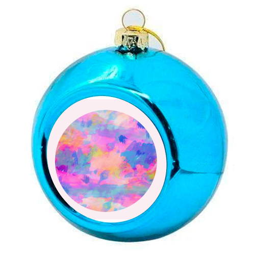 Cream Puff - Modern Abstract - colourful christmas bauble by Cassie Swindlehurst