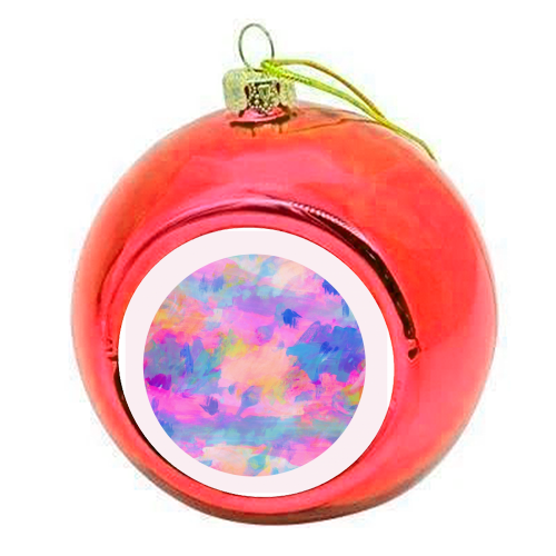 Cream Puff - Modern Abstract - colourful christmas bauble by Cassie Swindlehurst