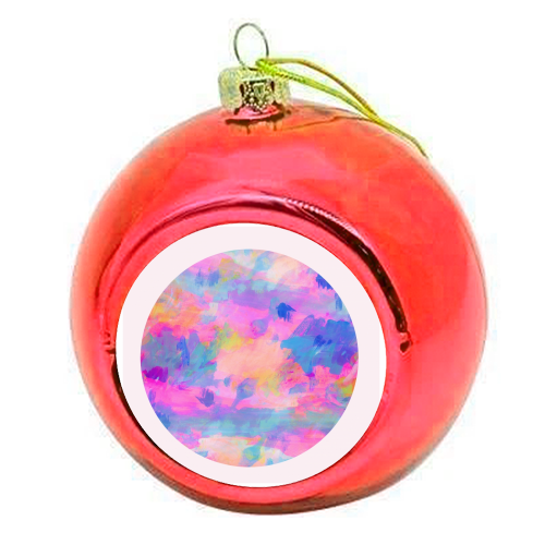 Cream Puff - Modern Abstract  - colourful christmas bauble by Cassie Swindlehurst