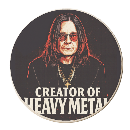 Creator of Heavy Metal - personalised beer coaster by Ms Doodle