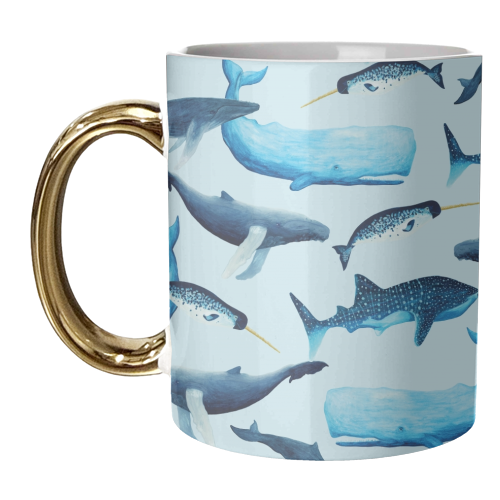 Creatures of the sea - unique mug by Brita Ingebrigtsen
