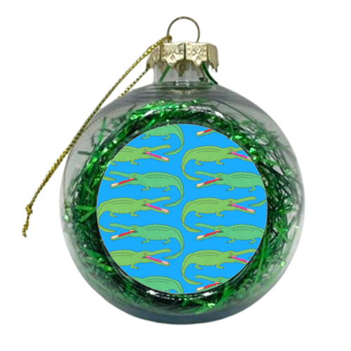 Crocodile - xmas bauble by Yazmin Brooks