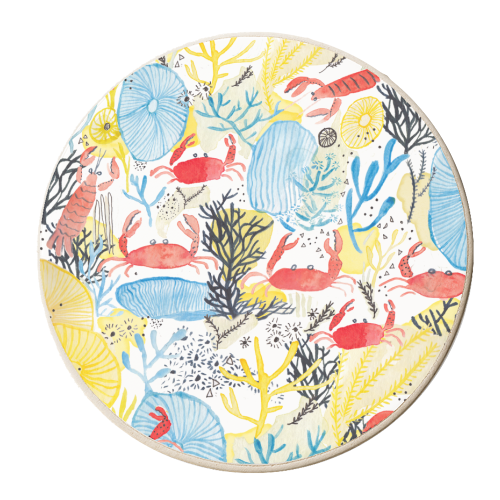 Cruising crabs - personalised beer coaster by Michelle Walker