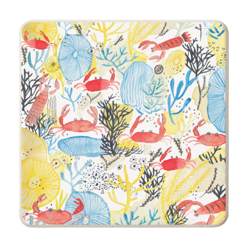 Cruising crabs - personalised beer coaster by Michelle Walker