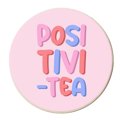 Cup of positivi tea - personalised beer coaster by The Girl Next Draw