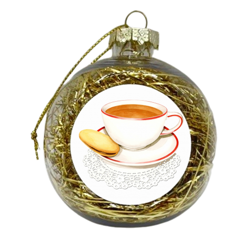 Cup of Tea and a Biccie - xmas bauble by Patricia Shea