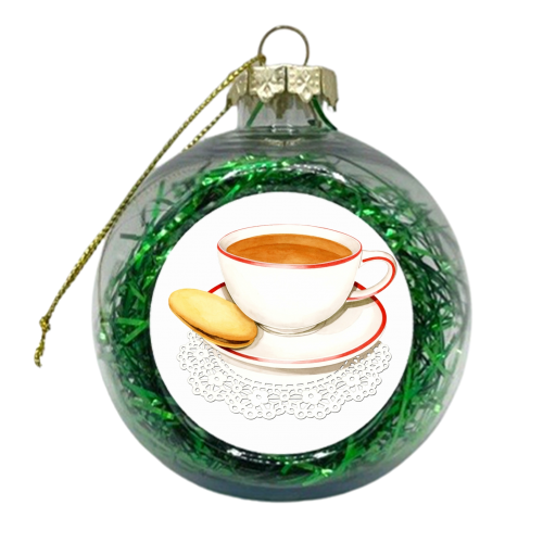 Cup of Tea and a Biccie - xmas bauble by Patricia Shea