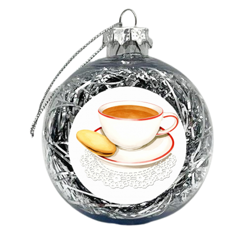 Cup of Tea and a Biccie - xmas bauble by Patricia Shea