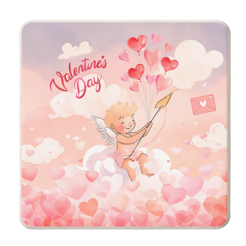 Cupid in the heart clouds - personalised beer coaster by haris kavalla