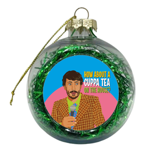 Cuppa Tea On The House - xmas bauble by Claire Atwood