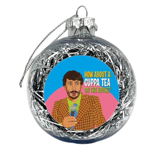 Cuppa Tea On The House - xmas bauble by Claire Atwood