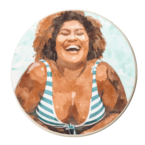 Curvy & Happy - personalised beer coaster by Uma Prabhakar Gokhale