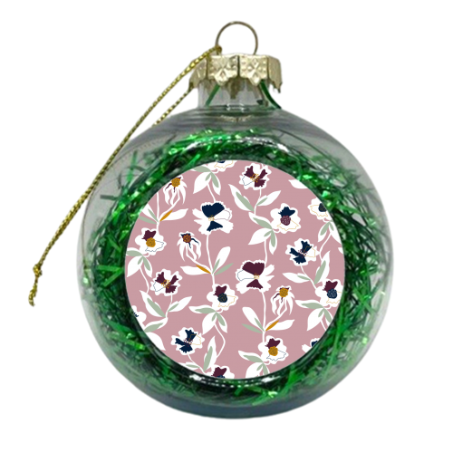 Cut out Collage Pink Floral Pattern - xmas bauble by Dizzywonders