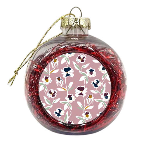 Cut out Collage Pink Floral Pattern - xmas bauble by Dizzywonders