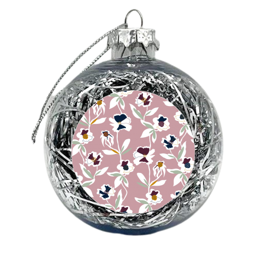 Cut out Collage Pink Floral Pattern - xmas bauble by Dizzywonders