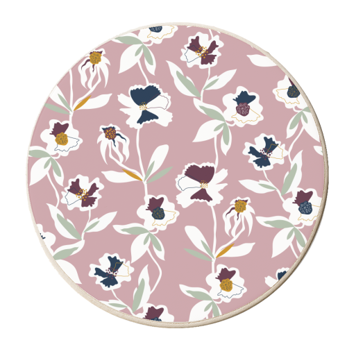 Cut out Collage Pink Floral Pattern - personalised beer coaster by Dizzywonders