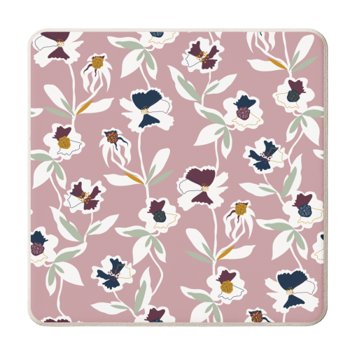 Cut out Collage Pink Floral Pattern - personalised beer coaster by Dizzywonders