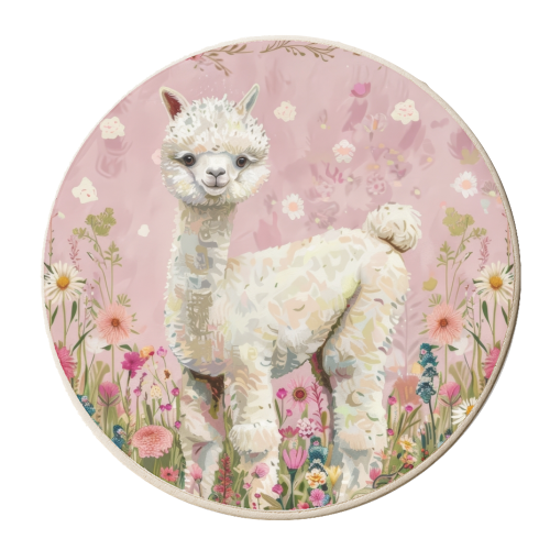 Cute baby alpaca - personalised beer coaster by DejaReve