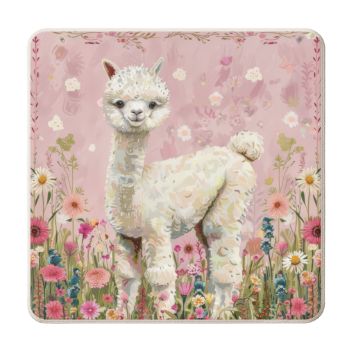 Cute baby alpaca - personalised beer coaster by DejaReve