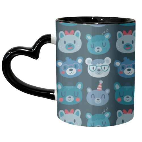 Cute Bear Faces Pattern - unique mug by Claire Stamper