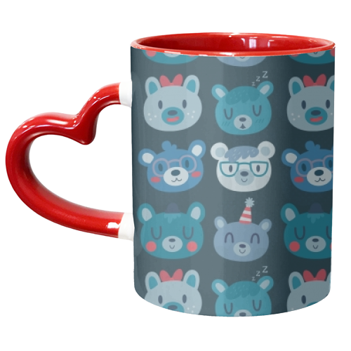 Cute Bear Faces Pattern - unique mug by Claire Stamper
