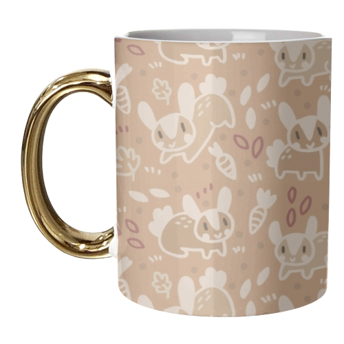 Cute Brown Bunnies Pattern - unique mug by Claire Stamper