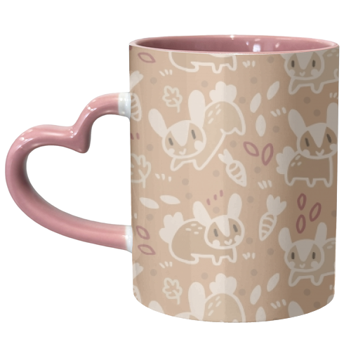 Cute Brown Bunnies Pattern - unique mug by Claire Stamper