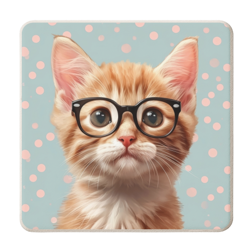 Cute Cat - personalised beer coaster by DejaReve