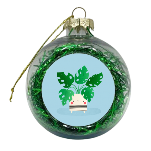Cute cheese plant character - xmas bauble by Jessica Moorhouse