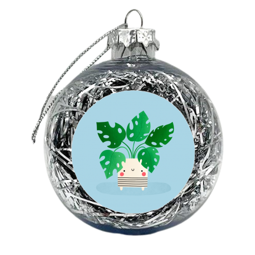 Cute cheese plant character - xmas bauble by Jessica Moorhouse