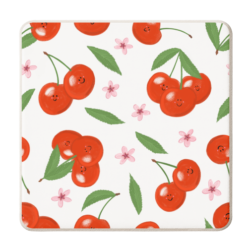 Cute cherry pattern - personalised beer coaster by PixieDrew