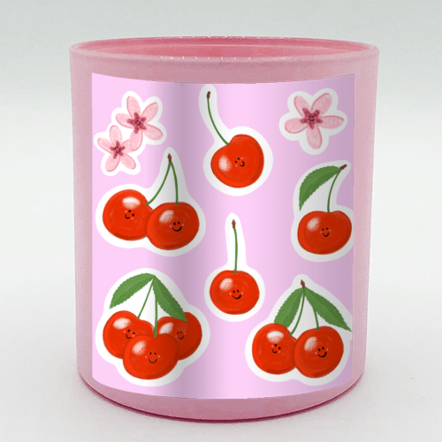 Cute cherry pattern - scented candle by PixieDrew