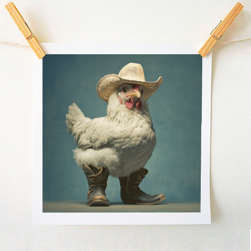 Cute chicken with boots - A1 - A4 art print by DejaReve