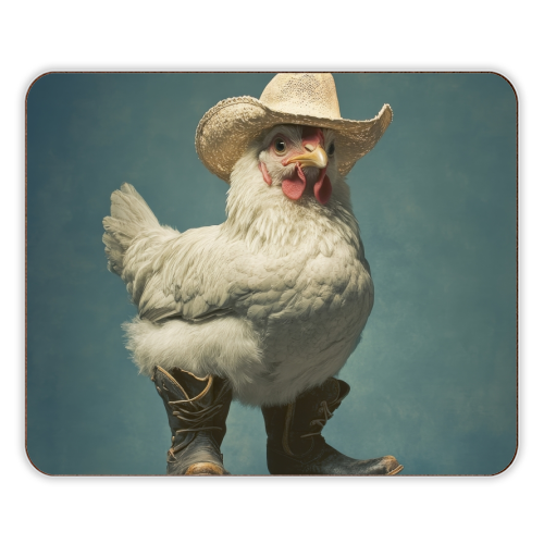 Cute chicken with boots - designer placemat by DejaReve