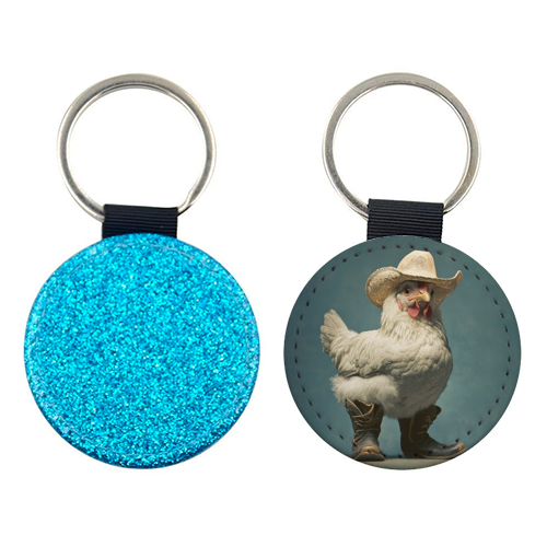 Cute chicken with boots - keyring by DejaReve
