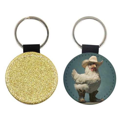 Cute chicken with boots - keyring by DejaReve