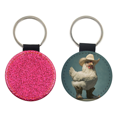 Cute chicken with boots - keyring by DejaReve