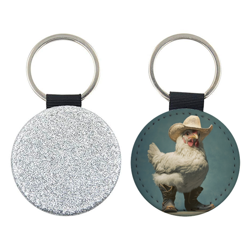 Cute chicken with boots - keyring by DejaReve