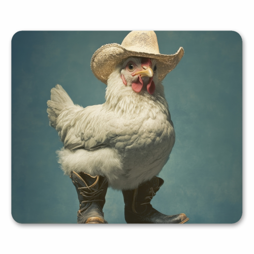 Cute chicken with boots - mouse mat by DejaReve