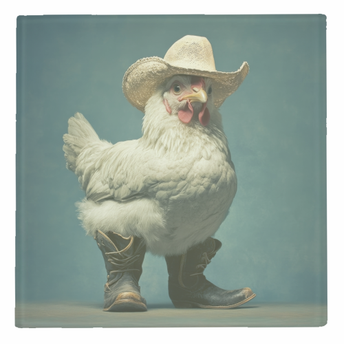 Cute chicken with boots - personalised beer coaster by DejaReve