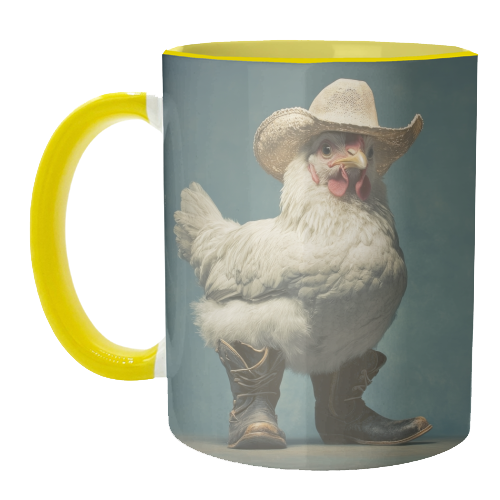 Cute chicken with boots - unique mug by DejaReve