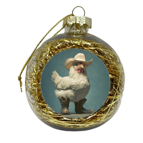 Cute chicken with boots - xmas bauble by DejaReve