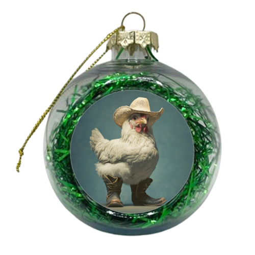 Cute chicken with boots - xmas bauble by DejaReve