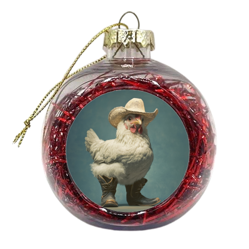Cute chicken with boots - xmas bauble by DejaReve