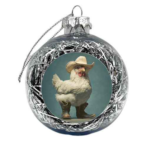 Cute chicken with boots - xmas bauble by DejaReve