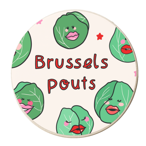Cute Christmas Kisses Brussels Pouts - personalised beer coaster by Lisa Wardle