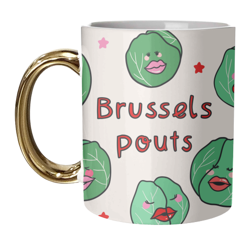 Cute Christmas Kisses Brussels Pouts - unique mug by Lisa Wardle