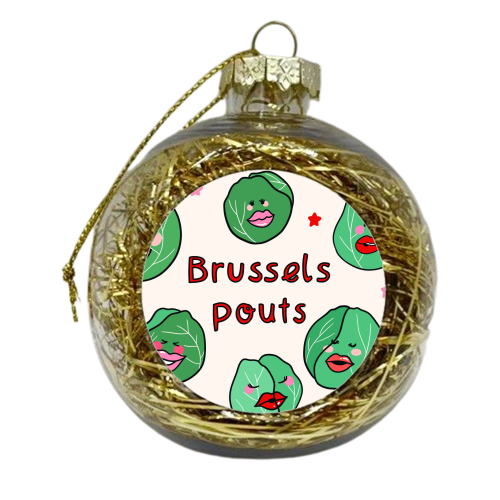 Cute Christmas Kisses Brussels Pouts - xmas bauble by Lisa Wardle