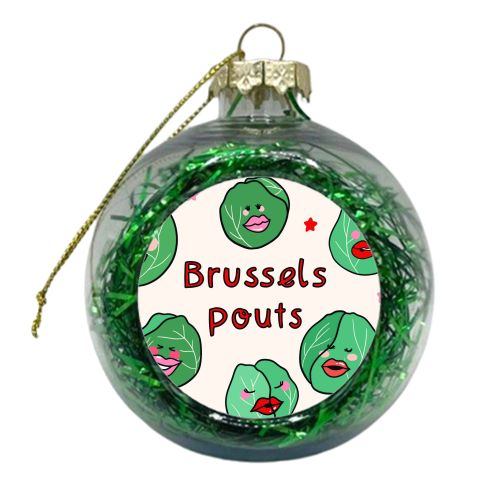 Cute Christmas Kisses Brussels Pouts - xmas bauble by Lisa Wardle